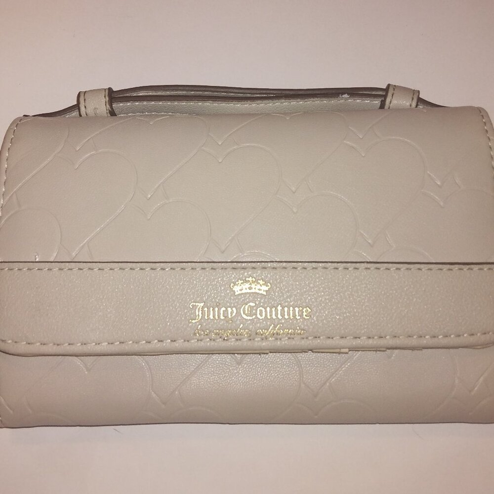 Juicy Couture "Heart and Soul" wallet clutch in faux tan leather
